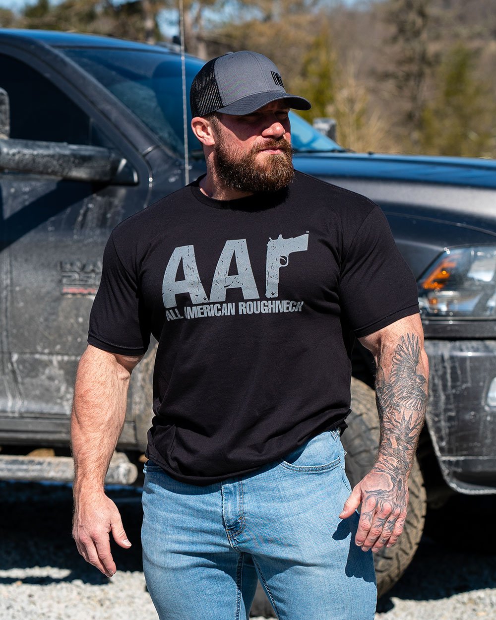 AAR GREY ON BLACK TEE