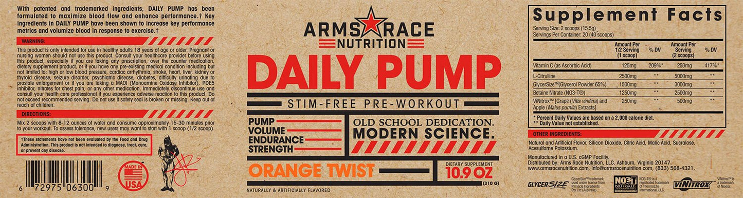 ARMS RACE NUTRITION DAILY PUMP!