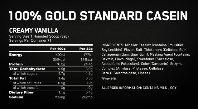 OPTIMUM NUTRITION GOLD STANDARD 100% CASEIN